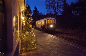 Historischer Triebwagen der Rittner Bahn in Südtirol