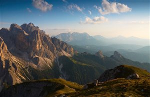 Blick zum Rosengarten in den Dolomiten