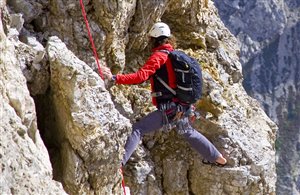 Palestra di roccia Kluan Roatwandl sul Lago di Carezza in Val d'Ega