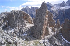 Blick auf die Kleine Cirspitze am Grödner Joch