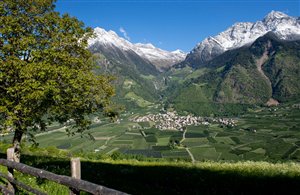 Blick vom Höhenweg über den Meraner Talkessel