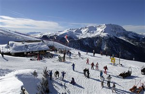 Blick auf das Skigebiet Reinswald im Sarntal