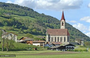 Vista su Velturno nell'area vacanze della Valle Isarco
